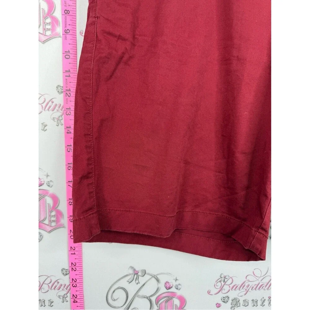 J. Crew stretch Men’s Flat Front Cotton-Blend Shorts in Deep Red